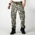 Men's digital camouflage cargo pants with multi-pockets and olive tactical belt - 40 / Bottoms / US Military Camouflage (1866)