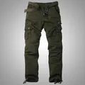 Rugged men's olive green multi-pocket outdoor cargo pants featuring an adjustable woven belt - 38 / Bottoms / Army Green (1866)