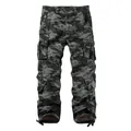 Relaxed fit men's outdoor cargo pants featuring grey camouflage and multi-pockets - 38/3XL / Bottoms / Light Camo