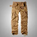 Classic khaki outdoor cargo pants for men with multiple pockets and matching belt - 38/3XL / Bottoms / Earthy Yellow