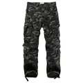 Men's dark camouflage cargo pants with multi-pocket design for outdoor activities - 29/S / Bottoms / Green Camouflage