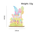 Easter bunny gnome wooden desktop ornament for holiday home party decoration, 18x14cm - Holding Balloon
