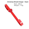 Red metal Christmas wreath door hanger with glitter heart decoration, 28cm length - Heart