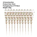 Set de 10 ramas de bayas con purpurina dorada, 43cm púas de Navidad para arreglos florales. - 10 Unidades/Set / Dorado