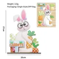 Décoration de table en bois lapin de Pâques multicouche DIY avec carottes, 27x20cm - Style Lapin Avec Carotte