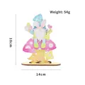 Creative Easter bunny gnome sitting on mushroom wooden figurine ornament 18cm tall - Mushroom