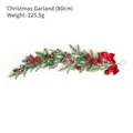80cm Christmas garland with red berries, pine cones, and bells for holiday decor - 80cm Garland
