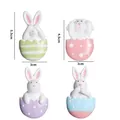 Lot de 4 magnets de réfrigérateur créatifs en résine de lapin de Pâques colorés. - Forme d'œuf de Pâques / Lot de 4