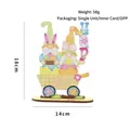 Colorful wooden Easter gnome figurines in a cart, 18x14cm festive tabletop decor - Stroller