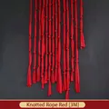 Vibrant red knotted rope hanging decoration for festive party backdrop, 3 meters length - Knotted Rope / 3 Meters / Red