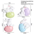 Lot de 4 aimants de réfrigérateur créatifs lapin de Pâques en résine avec œufs colorés - Style Lapin avec Oeuf / Lot de 4