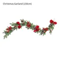 150cm Christmas garland with red berries, pinecones and PE needles on white background - 150cm Garland