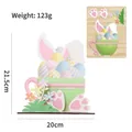 Décoration de Pâques multicouche en bois avec oreilles de lapin et œufs colorés - Style Lapin Sautant Dans l'Oeuf