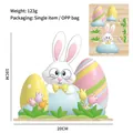 Ornement de Pâques en bois multicouche DIY avec lapin et œuf pour la fête de Pâques - Style Petit Lapin Oeuf de Pâques
