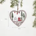 Hölzerner Herz-Weihnachtsschmuck mit einem lasergeschnittenen Weihnachtsmann-Motiv - Holz Herz Hirsch Schlitten Anhänger (XY17-72584A)