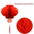 30cm Red Chinese New Year honeycomb paper lantern for festive decoration - Single Lantern / 30cm / Red