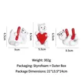 Lot de 3 adorables figurines d'ours blanc en résine pour décoration de Saint-Valentin - Ensemble d'Ours Blanc Confession I Love U