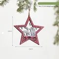 Roter hölzerner Weihnachtsstern-Anhänger mit silbernen Rentieren, 13x13cm - Roter Stern Doppel Hirsch Anhänger (XY17-72589N)