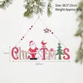 Weihnachtliche Hängedekoration aus Holz mit Weihnachtsmann und Tannenbaum-Motiv - Weihnachtsmann Englisch Schild Anhänger (XY19-91367A)