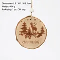 Rustic natural wood Christmas tree ornament with reindeer engraving and twine hanger - Elk