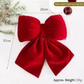 Large dark red velvet bow ornament for festive shop window and door decoration - Velvet Bow (Large-28x37cm) / Burgundy