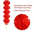 5er-Set rote Waben-Papierlaternen für die Dekoration zum Mondneujahr - Fünffach-Kette / 20cm / Rot