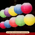 Set of 10 colorful 35cm macaron gradient paper lanterns for festive hanging decoration - 35cm (10 Pieces/Pack) / Multicolor