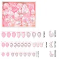 Easter decoration set with pink painted eggs and bunny ornaments in a gift box - 30Pcs Pack / Pink