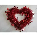 Red heart-shaped tinsel wreath with small heart sequins for Valentine's Day decoration - Red Heart
