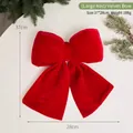 Large wine red velvet bow decoration for Christmas or New Year festival scene layout - Velvet Bow (Large-37x28cm) / Red