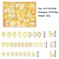 Easter painted egg rabbit and chick hanging decoration set in gift box 30 pieces included - 30Pcs Pack / Yellow