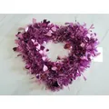 Shiny purple heart-shaped tinsel wreath with sequins for Valentine's Day decoration - Purple Heart