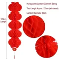 Rote Wabenlaternen-Kette aus Kunststoffpapier, 5 Stück für Neujahrsdekoration 120cm - Fünffach-Kette / 30cm / Rot