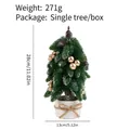 28cm mini artificial Christmas tree in white pot with golden ornaments and pinecones - Yellow
