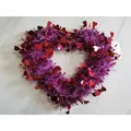 Heart-shaped Valentine's Day tinsel wreath decorated with red sparkling heart sequins - Purple Wreath Red Heart