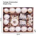 Set de 45 adornos navideños en oro champán y blanco para decorar el árbol. - Paquete de 45 Piezas / Champaña Oscuro Blanco