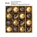 Juego de 16 bolas de Navidad decorativas de 6 cm en elegantes tonos negro y dorado - Paquete de 16 / Negro y Oro
