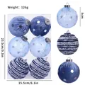 Lot de 6 boules de Noël bleues en velours et paillettes avec étoiles et rayures - Lot de 6 / Bleu Nuit