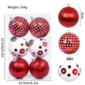 Juego de bolas de Navidad con lentejuelas y motivos en rojo y blanco - Juego de 6 / Rojo Blanco