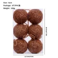 Set of 6 brown yarn wrapped Christmas ornament balls in a clear PVC gift box, 6cm. - 6 Pcs/Set / Camel