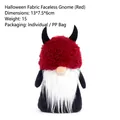 Handmade Halloween faceless gnome plush doll with red hat and black horns for festive decor - Devil Style / 13*7.5*6cm / Red