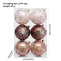 Set de 6 bolas de Navidad pintadas a mano con dimensiones para decoración festiva del hogar. - Juego de 6 / Marrón Champán