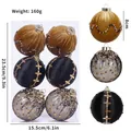 Elegante set de 6 bolas de Navidad de lujo forradas de tela dorada y negra de espuma - Juego de 6 / Negro y Oro