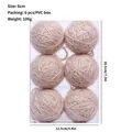 Set of 6 exquisite beige yarn foam Christmas ornament balls in a clear PVC gift box - 6 Pcs/Set / Champagne