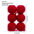 Set of 6 red yarn-wrapped Christmas foam ball ornaments in a clear gift box packaging - 6 Pcs/Set / Burgundy