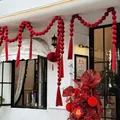 10cm Burgundy velvet ball garland for Chinese New Year shopfront and scene decoration - 10cm Ball String (6m 34 Balls) / Burgundy