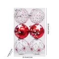 Juego de 6 bolas decorativas de Navidad pintadas en rojo y blanco en caja transparente - Juego de 6 / Rojo Blanco