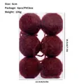 Dark red yarn foam Christmas ball ornaments 6pcs set in PVC box with dimensions - 6 Pcs/Set / Brick Red