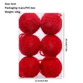 Decorative 6-piece red wool yarn wrapped Christmas ball set in a transparent box - 6 Pcs/Set / Red