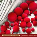 Red velvet decorative sphere ball for holiday decor 20cm diameter SKU - 20cm Velvet Ball (1 Piece) / Red